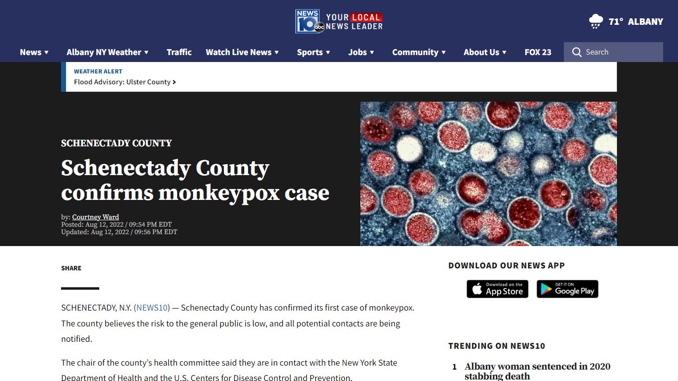 Schenectady County confirms monkeypox case - news10.com